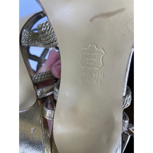 Adrianna Papell Boutique, Size 10M, Gold Cage Heels, Rope Strappy Open Toe *Read - Picture 6 of 14